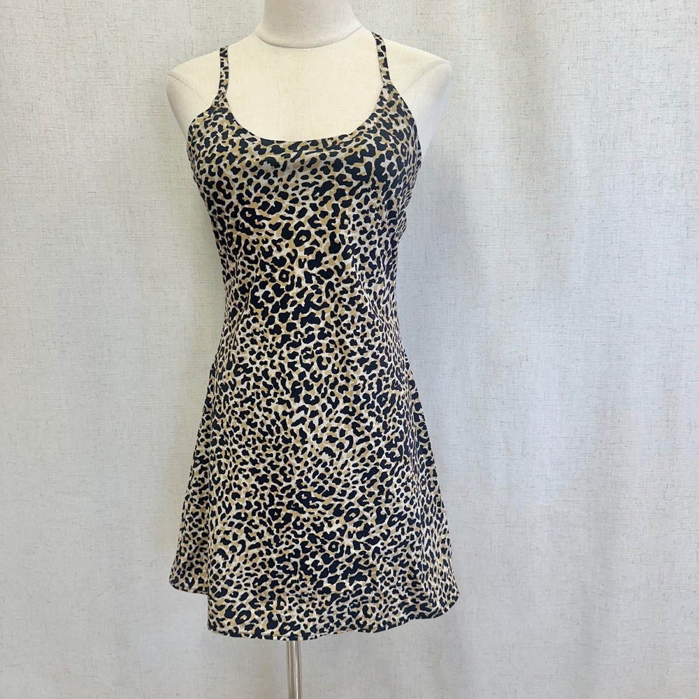 Outdoor Voices‎ Leopard Print The Athletic Dress Small Racerback Built in Shorts